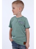 Boys\' striped T-shirt, green NDZ4474 - Online store - Boutique